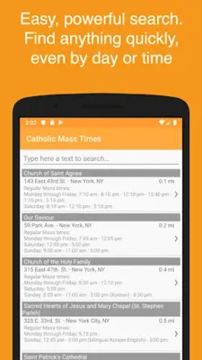 Catholic Mass Times android App screenshot 3